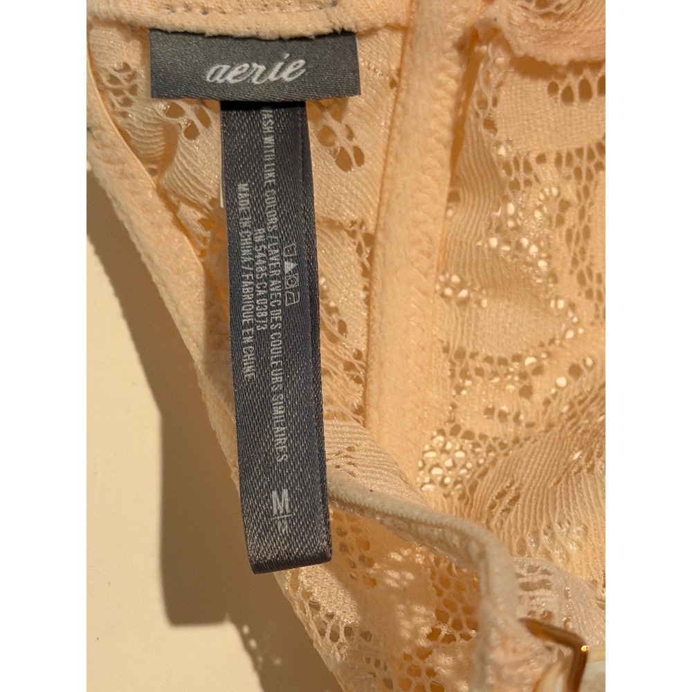 Aerie Floral Lace Bralette Peach Pink Adjustable Straps Size M - Picture 5 of 5